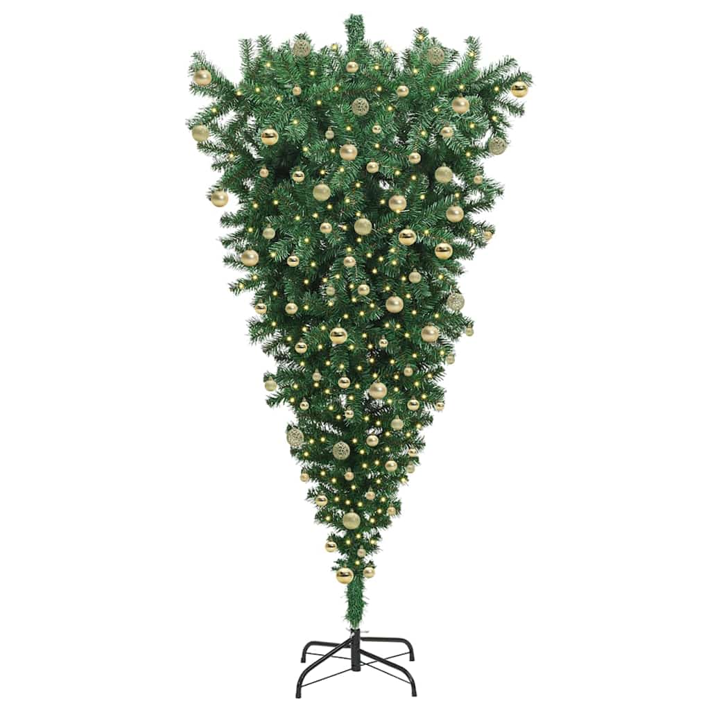 Αναποδο Christmas Tree με σετ μπαλών με βάση Πράσινο 180 cm PVC - Image 3