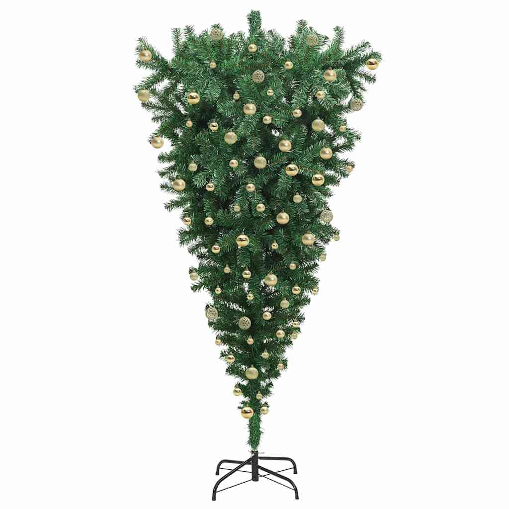 Αναποδο Christmas Tree με σετ μπαλών με βάση Πράσινο 180 cm PVC - Image 4