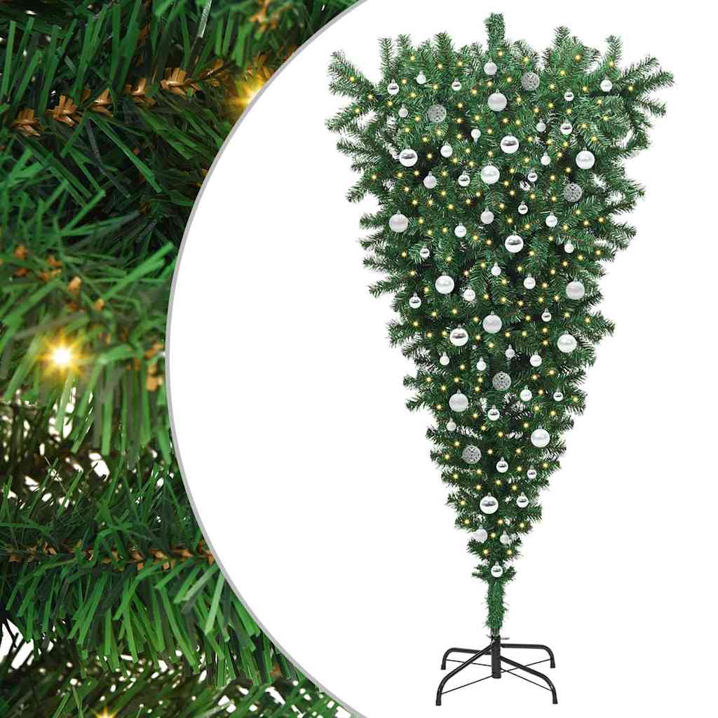 Thumbnail - vidaXL Umgedrehter künstlicher Weihnachtsbaum mit vorinstallierten Lichtern und Kugel-Set