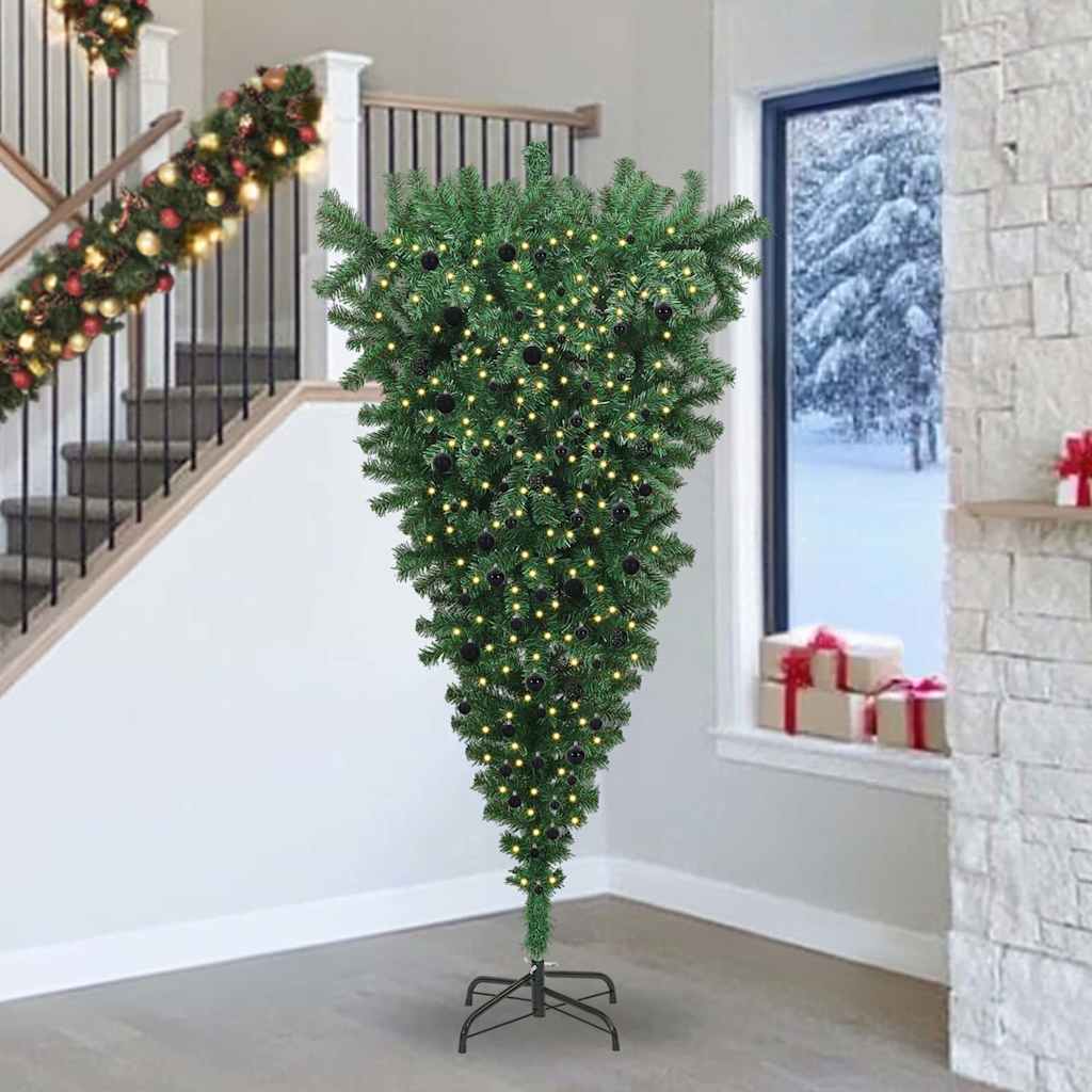 Arbre de Noël artificiel pré-éclairé inversé avec ensemble de boules