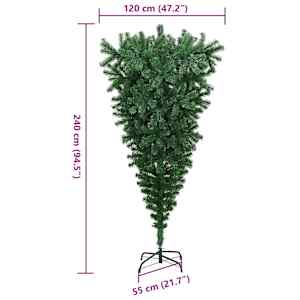 Umělý vánoční stromek vzhůru nohama s přízdobami Zelená 240 cm - obrázek 15