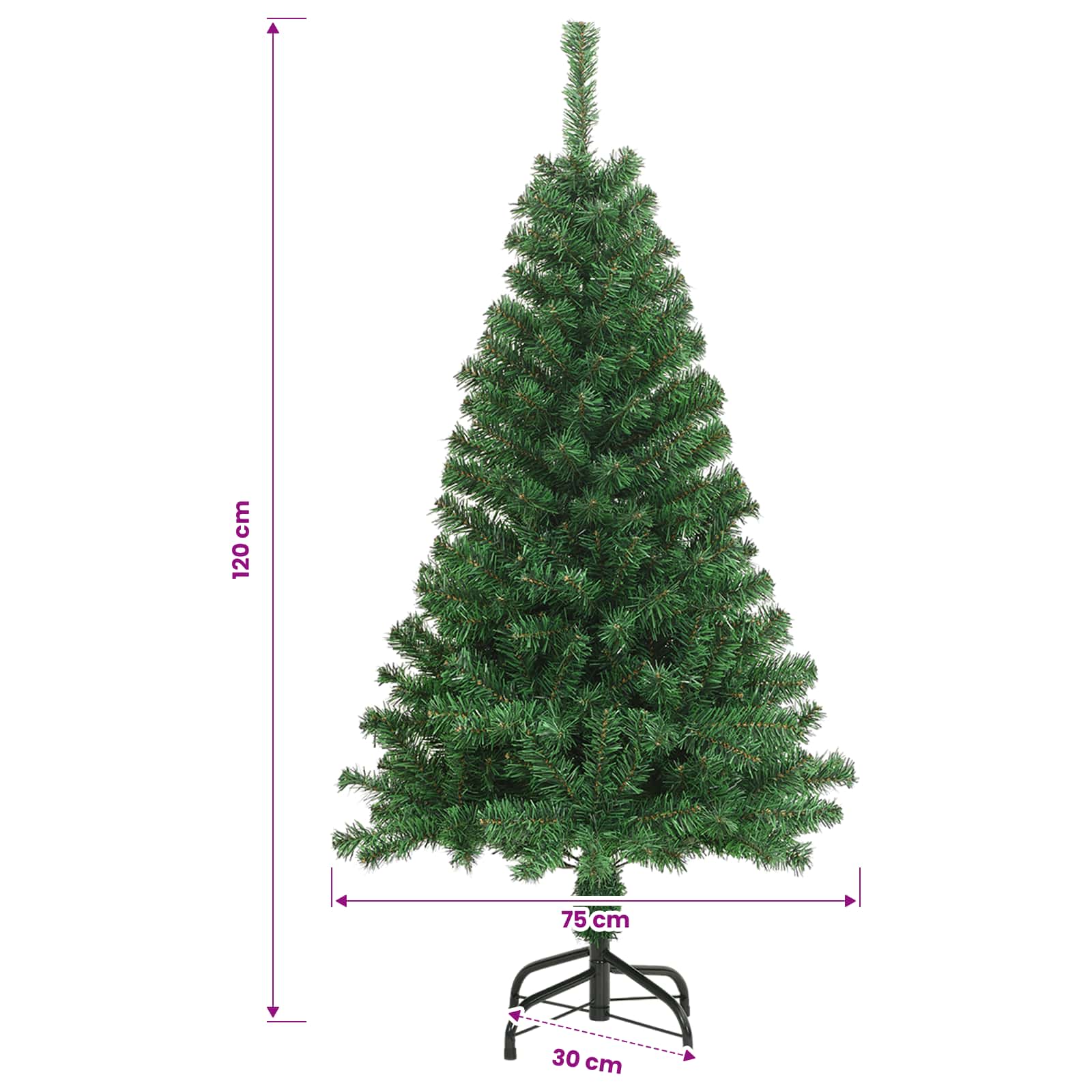 vidaXL Weihnachtsbaum mit LED-Beleuchtung 120 cm 150 LEDs Warmes Weiß – Bild 18