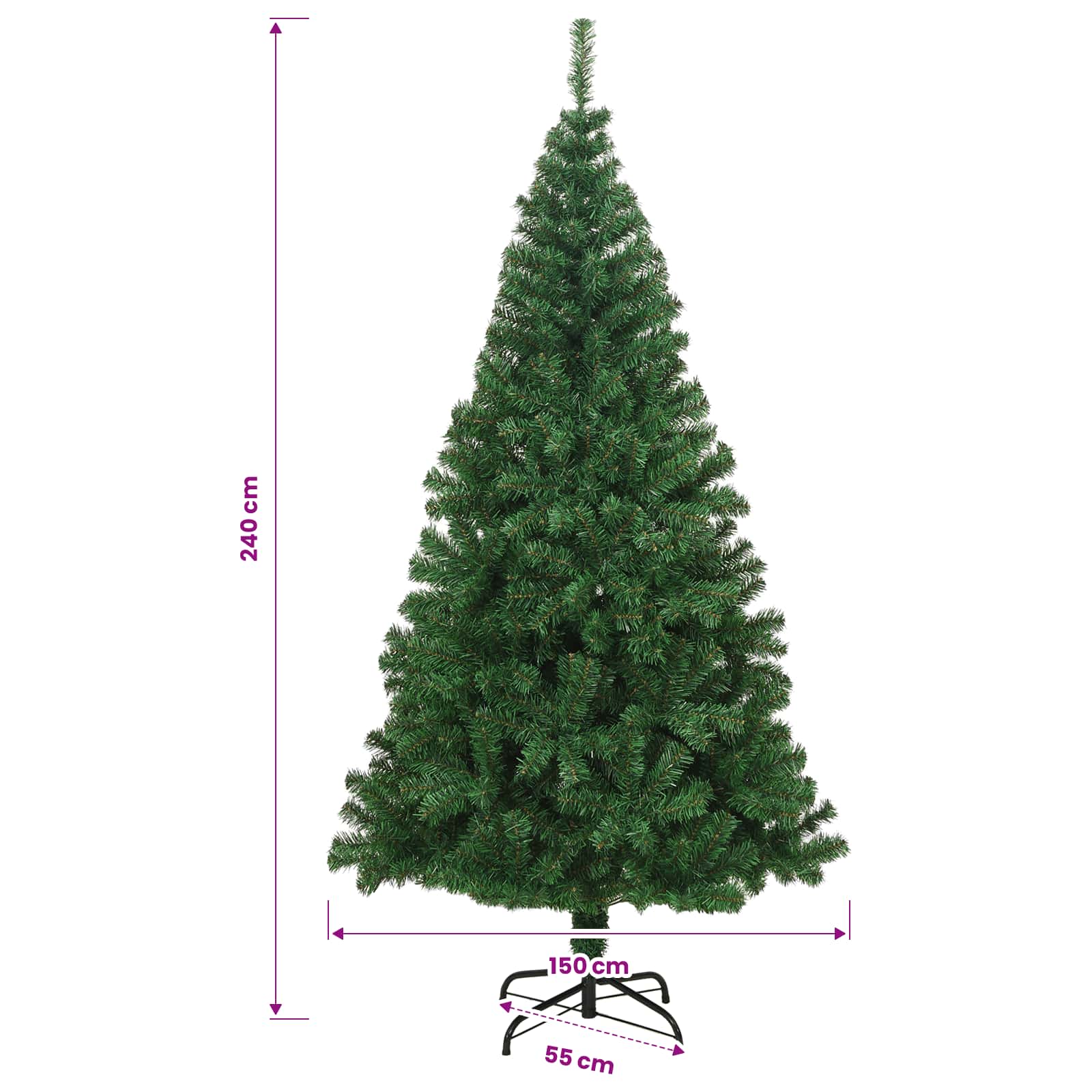 vidaXL Weihnachtsbaum mit LED-Beleuchtung 240 cm 300 LEDs Warmes Weiß – Bild 14