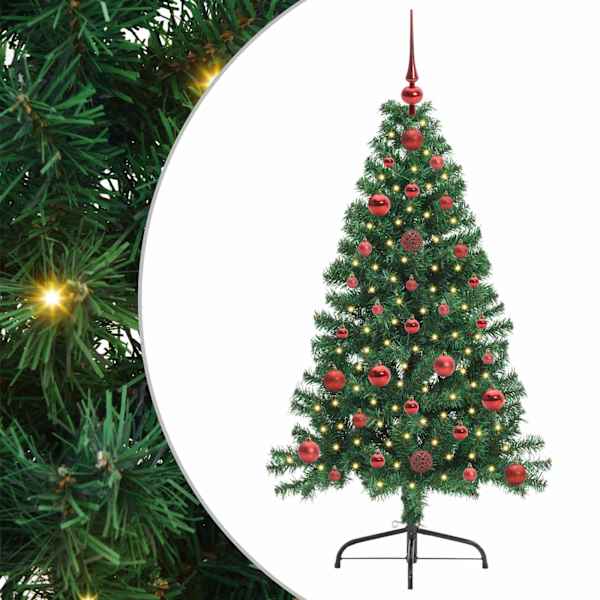 vidaXL Tehis pre-lit j&otilde;ulupuu koos 150 LED-iga Roheline 120 cm PVC