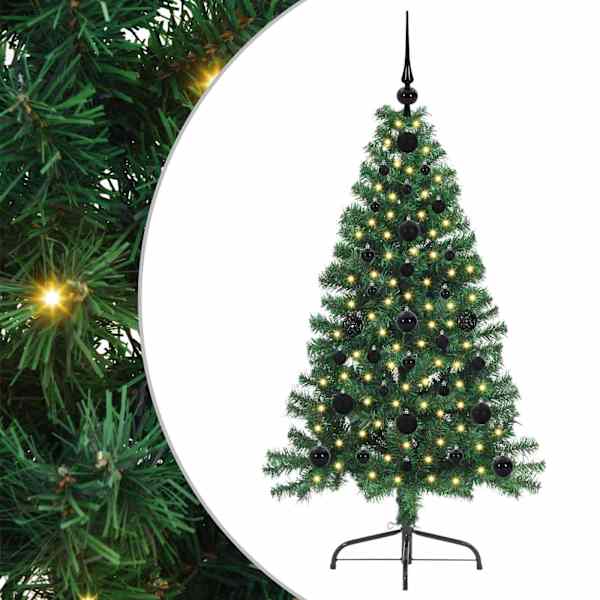 vidaXL Tehis pre-lit j&otilde;ulupuu koos 150 LED-iga Roheline 120 cm PVC
