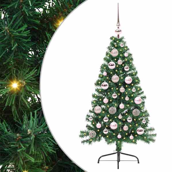 vidaXL Tehis pre-lit j&otilde;ulupuu koos 150 LED-iga Roheline 120 cm PVC