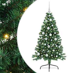vidaXL Tehis pre-lit j&otilde;ulupuu koos 150 LED-iga Roheline 120 cm PVC