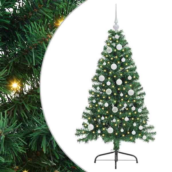 vidaXL Tehis pre-lit j&otilde;ulupuu koos 150 LED-iga Roheline 120 cm PVC