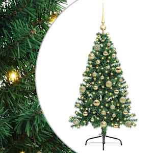 vidaXL Tehis pre-lit j&otilde;ulupuu koos 150 LED-iga Roheline 120 cm PVC
