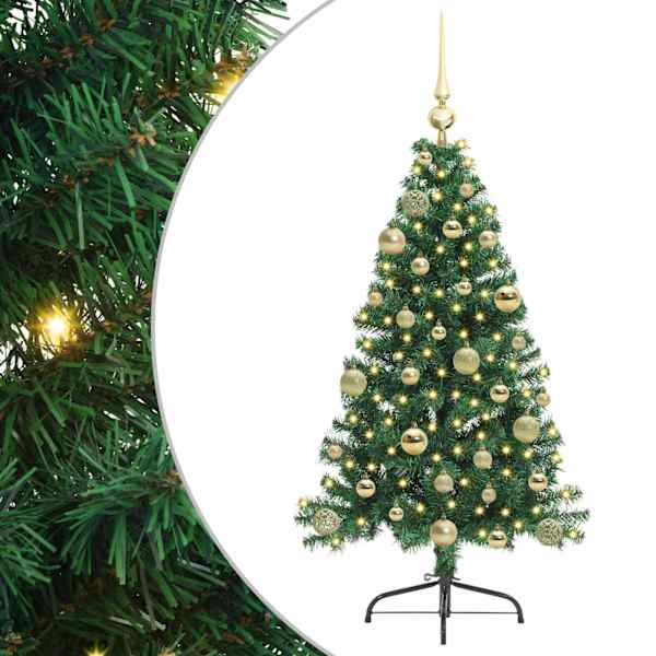 vidaXL Tehis pre-lit j&otilde;ulupuu koos 150 LED-iga Roheline 120 cm PVC