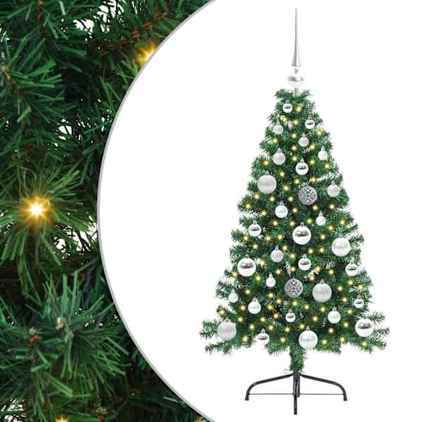 vidaXL Tehis pre-lit j&otilde;ulupuu koos 150 LED-iga Roheline 120 cm PVC