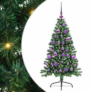 vidaXL Tehis pre-lit j&otilde;ulupuu koos 150 LED-iga Roheline 120 cm PVC