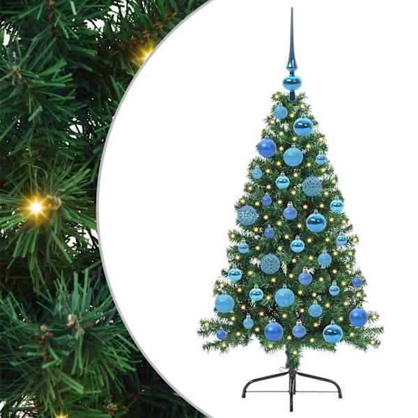 vidaXL Tehis pre-lit j&otilde;ulupuu koos 150 LED-iga Roheline 120 cm PVC