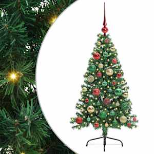 vidaXL Tehis pre-lit j&otilde;ulupuu koos 150 LED-iga Roheline 120 cm PVC