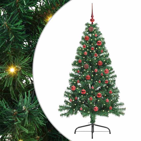 vidaXL Tehis pre-lit j&otilde;ulupuu koos 150 LED-iga Roheline 150 cm PVC