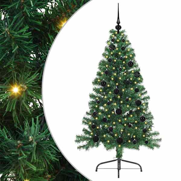 vidaXL Tehis pre-lit j&otilde;ulupuu koos 150 LED-iga Roheline 150 cm PVC