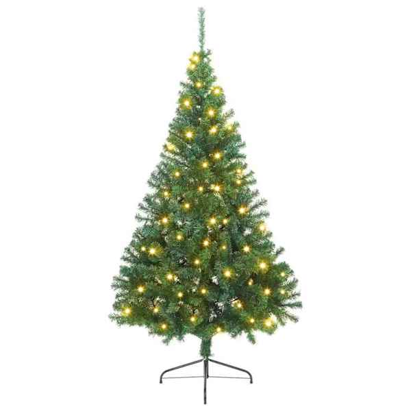 vidaXL Tehis pre-lit j&otilde;ulupuu koos 300 LED-iga Roheline 180 cm PVC