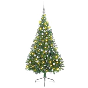 vidaXL Tehis pre-lit j&otilde;ulupuu koos 300 LED-iga Roheline 180 cm PVC