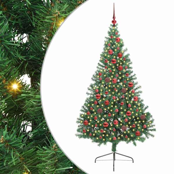 vidaXL Tehis pre-lit j&otilde;ulupuu koos 300 LED-iga Roheline 180 cm PVC