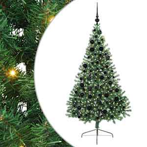 vidaXL Tehis pre-lit j&otilde;ulupuu koos 300 LED-iga Roheline 180 cm PVC