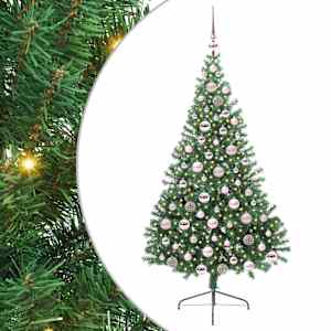 vidaXL Tehis pre-lit j&otilde;ulupuu koos 300 LED-iga Roheline 180 cm PVC