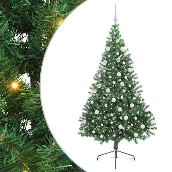 vidaXL Tehis pre-lit j&otilde;ulupuu koos 300 LED-iga Roheline 180 cm PVC