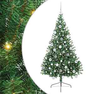 vidaXL Tehis pre-lit j&otilde;ulupuu koos 300 LED-iga Roheline 180 cm PVC
