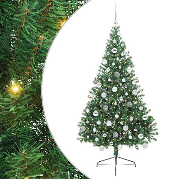vidaXL Tehis pre-lit j&otilde;ulupuu koos 300 LED-iga Roheline 180 cm PVC