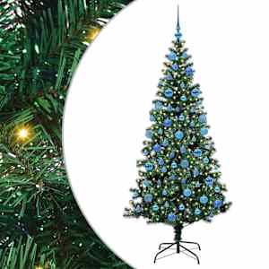 vidaXL Tehis pre-lit j&otilde;ulupuu koos 300 LED-iga Roheline 180 cm PVC