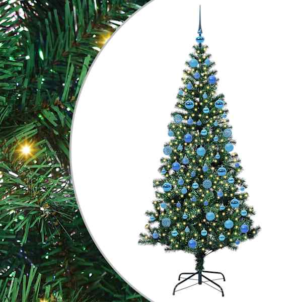 vidaXL Tehis pre-lit j&otilde;ulupuu koos 300 LED-iga Roheline 180 cm PVC