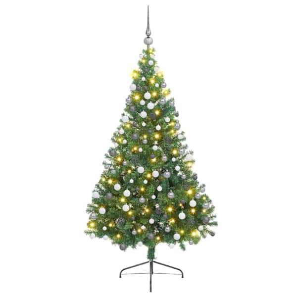 vidaXL Tehis pre-lit j&otilde;ulupuu koos 300 LED-iga Roheline 210 cm PVC