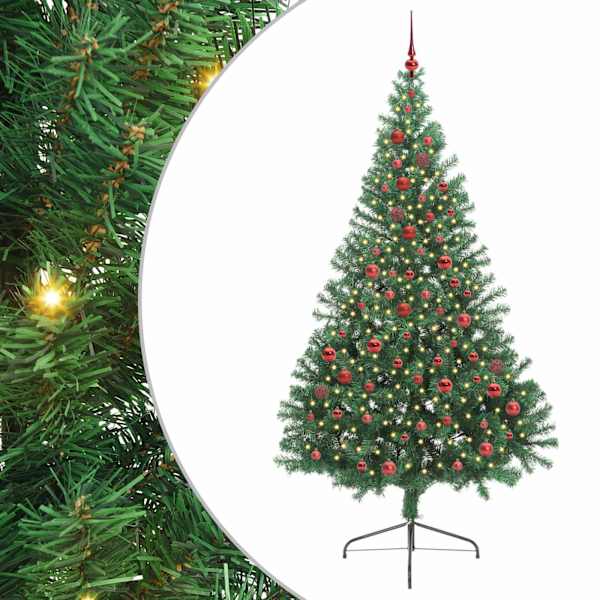 vidaXL Tehis pre-lit j&otilde;ulupuu koos 300 LED-iga Roheline 210 cm PVC