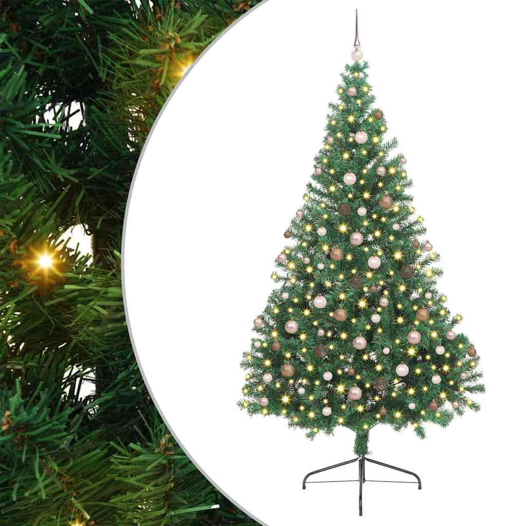 Kunstig Forbelyst Juletræ med 300 LED'er Grøn 240 cm PVC 2 8721288999955 wbg an m en hd 1