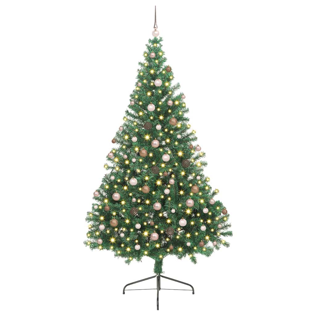 Kunstig Forbelyst Juletræ med 300 LED'er Grøn 240 cm PVC 3 8721288999955 wbg fr en hd 2