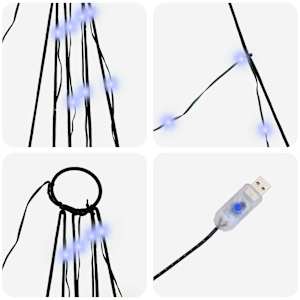 LED vánoční stromeček se zemními hroty Modrá 182 cm kov - obrázek 7