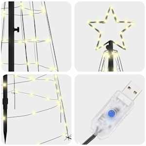LED vánoční stromeček se zemními hroty Teplá bílá 250 cm Železo - obrázek 6