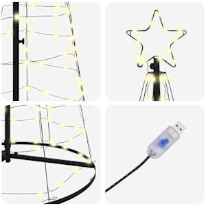 LED vánoční strom s 390 LED diodami Teplá bílá 250 cm Železo - obrázek 6