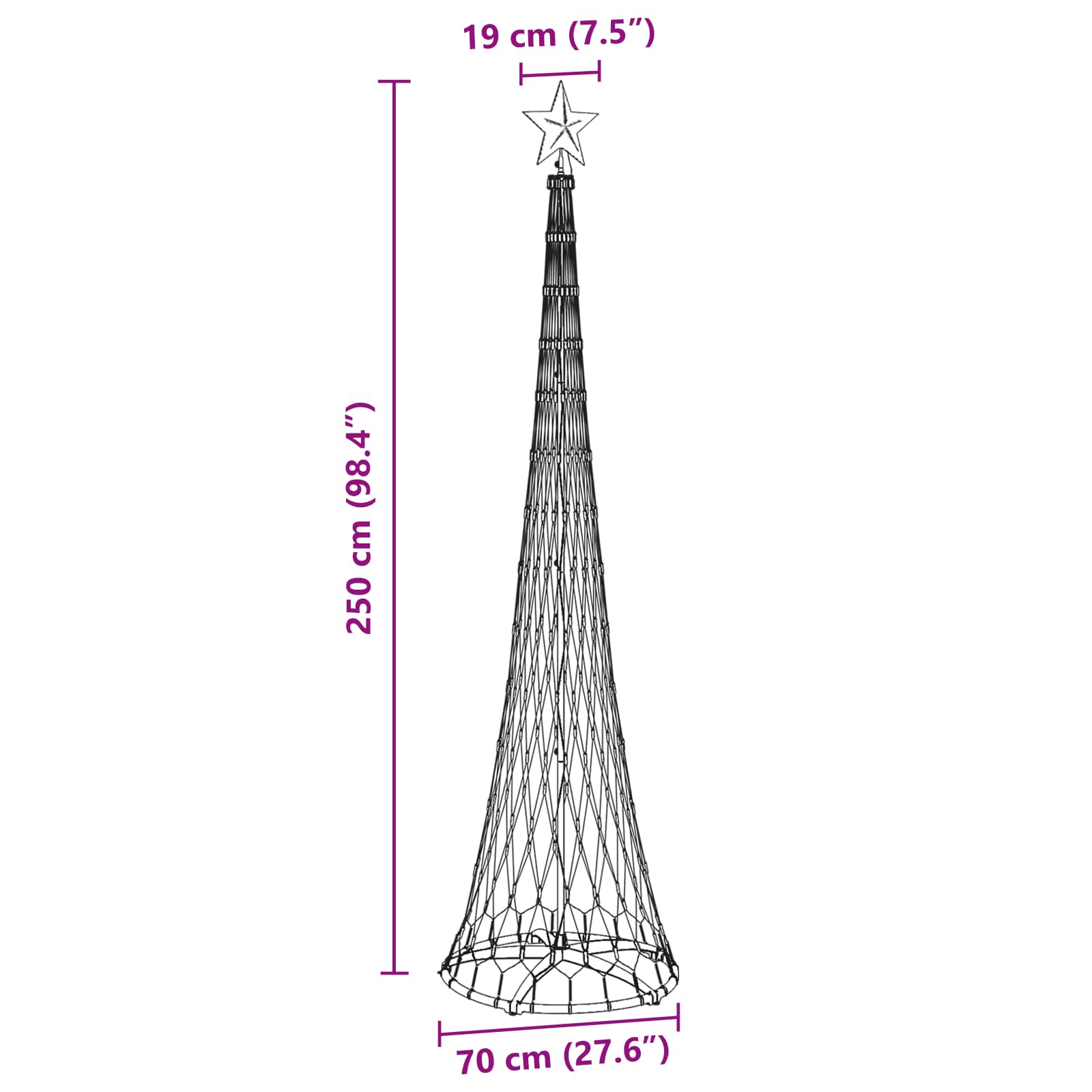 LED-joulupuu 290 LED-valoilla Sininen 70 x 70 x 250 cm Metalli - Image 8