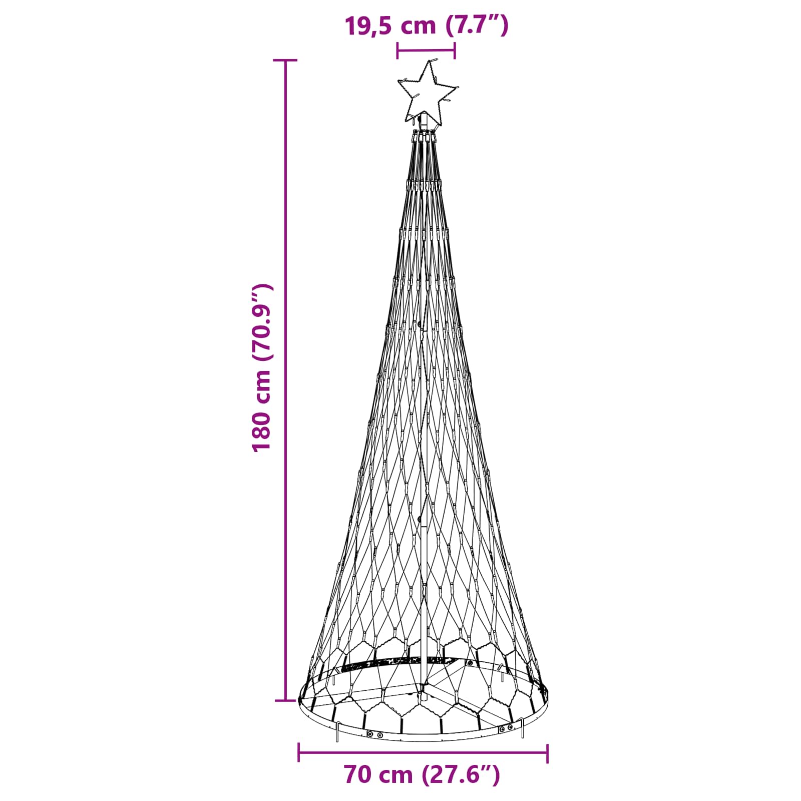 vidaXL LED-Weihnachtsbaum Kaltweiß 184,5 cm Metall – Bild 8