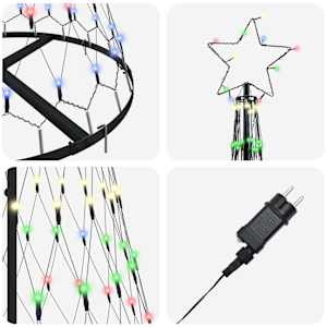 LED vánoční strom s 230 LED diodami Vícebarevný 184,5 cm kov - obrázek 6
