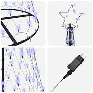 LED vánoční strom s 295 LED diodami s stojanem Modrá 250 cm kov - obrázek 6
