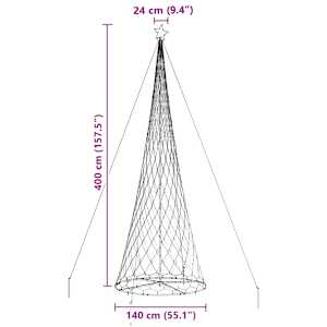 LED vánoční strom s 455 LED diodami Vícebarevný 184,5 cm kov - obrázek 9