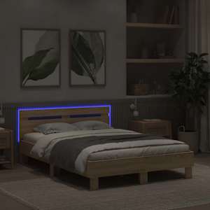 Rám postele s LED s čelo Sonoma 137 x 190 cm kompozitní dřevo - obrázek 4