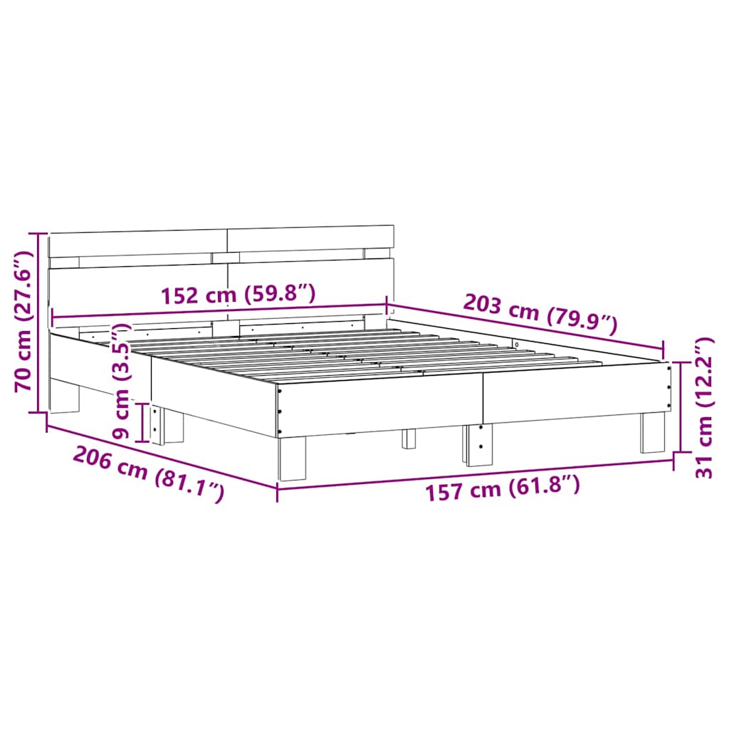 Rám postele s LED s čelo Sonoma 152 x 203 cm kompozitní dřevo - obrázek 15