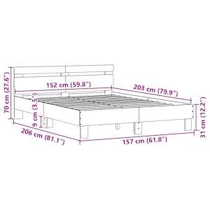 Rám postele s LED s čelo Sonoma 152 x 203 cm kompozitní dřevo - obrázek 15
