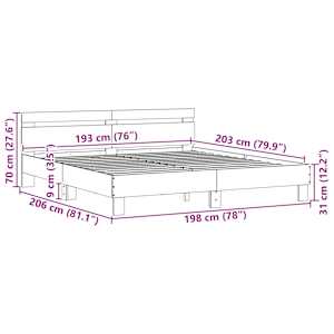 Rám postele s LED s čelo Sonoma 193 x 203 cm kompozitní dřevo - obrázek 15