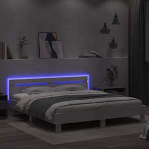 Rám postele s LED s čelo Bílá 193 x 203 cm kompozitní dřevo - obrázek 4