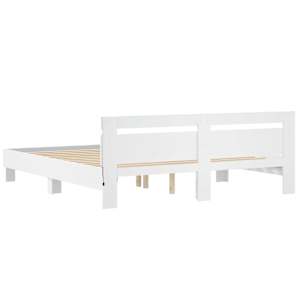 Rám postele s LED s čelo Bílá 193 x 203 cm kompozitní dřevo - obrázek 8