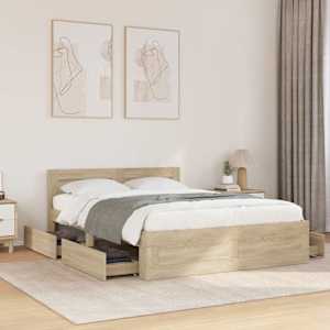 Konstrukcija postelje 2 pcs Sonoma 137 x 188 cm Konstruiran les