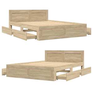 Rám postele s čelo 2 pcs Sonoma 137 x 188 cm kompozitní dřevo - obrázek 5